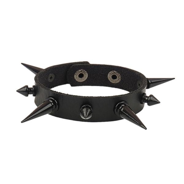 Spiked dubbade armband svart läder nitar Punk armband manschettlindning armring tryckknapp metall armband för män kvinnor