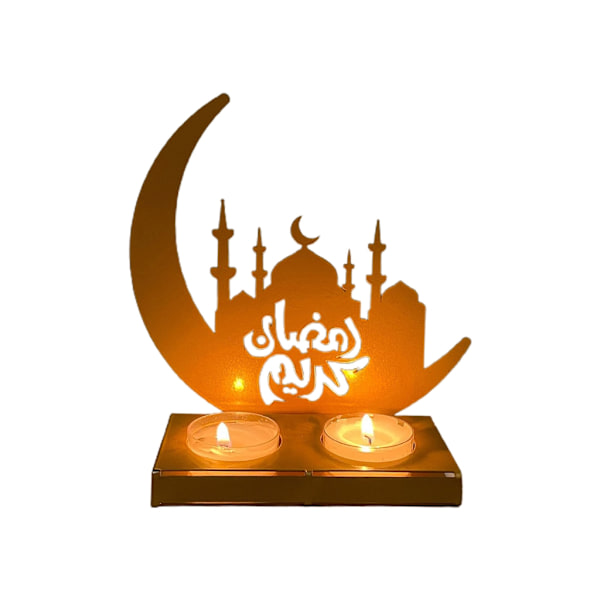 Eid Mubarak Dekorationer Måne Tealight Lysestageholder til Bordpynt Lysestage Lysestage Ramadan Feriefest