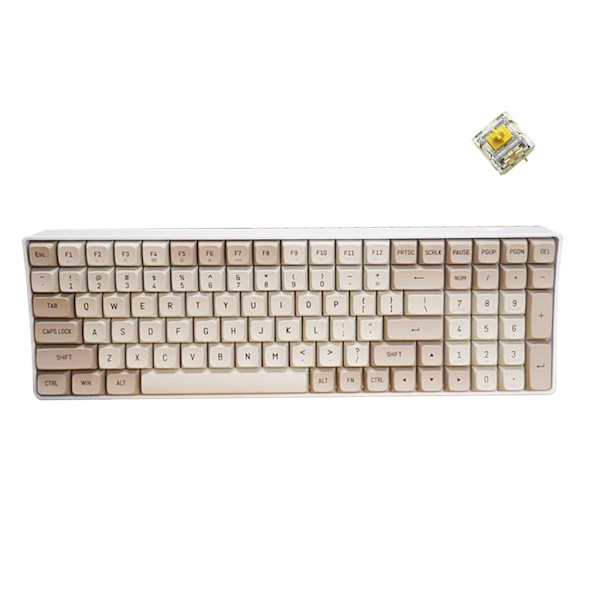 A100 Mekaniskt Gamingtangentbord 2.4G Trådlöst USB TypeC Trådbundet Blå/Gul Brytare 100 Tangenter Hot Swap Uppladdningsbart Spel