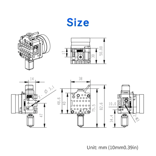 För Ender3 CR10 Direkt Drive Uppgraderad Allt-i-Ett Slitstark Växelsträngsprutare