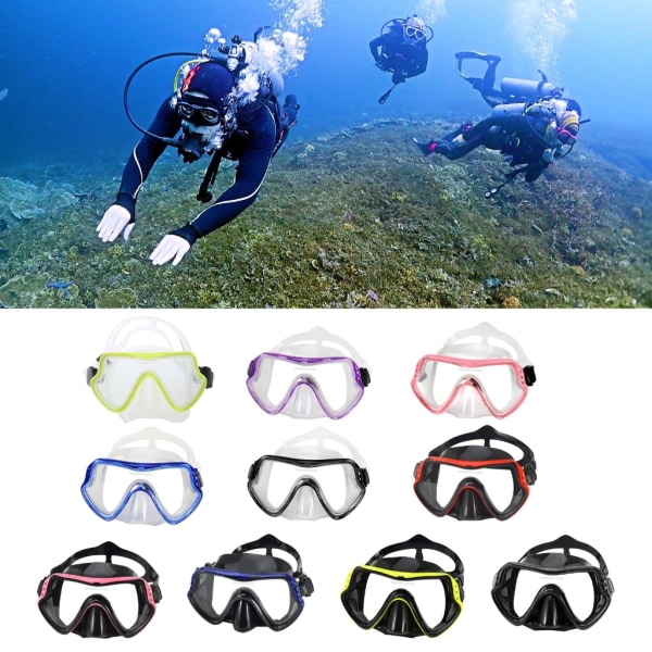 Dykmask Simglasögon Bekväm silikonkjol Snorkelmask för vuxna Simning Snorkling Lätt att använda Black transparent