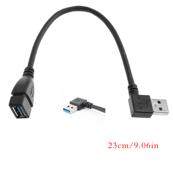 USB 3.0 A förlängningskabel vänster vinkel 90 grader hane till hona USB förlängningssladdkonverterare för dataöverföring Hållbar
