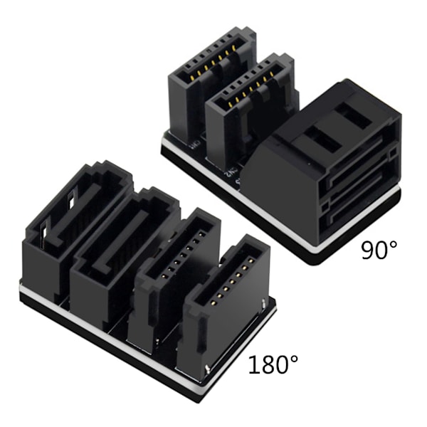 90/180 graders vinklad dubbeldäck SATA 6GB 7-stift hona till 7 stift hane-adapter för stationära datorer moderkort moderkort null - B