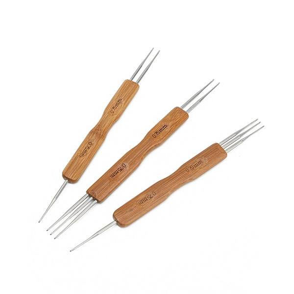 Dubbla ände Dreadlock Virknål 0,5 mm 0,75 mm Nålvävd Virkning, Inkludera 1 krok, 2 krokar, 3 krokar för Braid Craft D