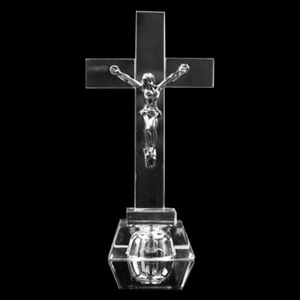 Kristna kors Kyrkan prydnadsföremål Kristallkors Jesus staty Religiös stil Skrivbordsdekoration Kreativ statyett Sculptu
