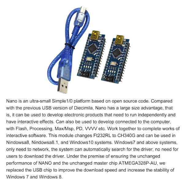 Nanos .0 Mikrokontrollerkort med USB-kabel Enkel Installation