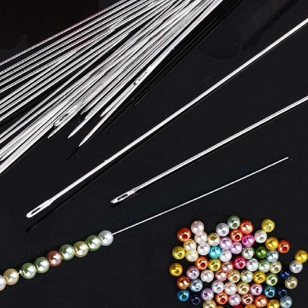 47st fröpärlnålar Extra fin tunna långa raka nålar smyckenstillverkning med nålträdare Synålskudde