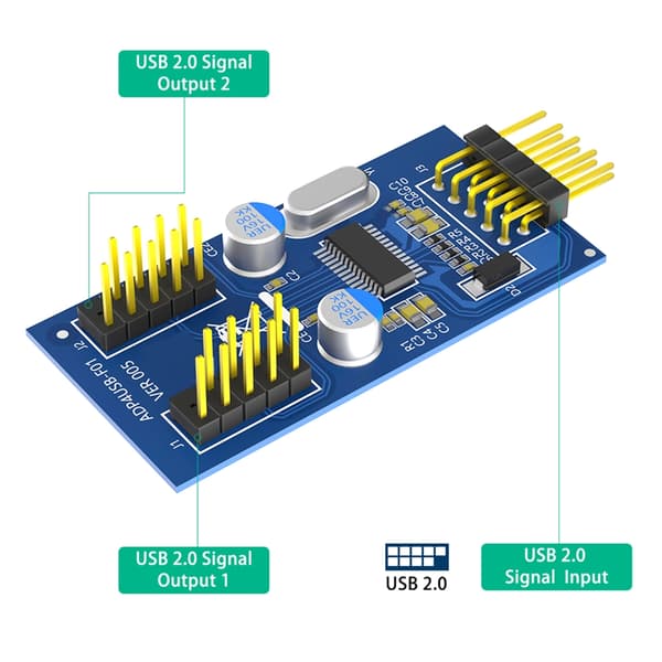 USB 2.0 9-pins Y-splitter 9-pins USB-header han 1 til 2 hun-udvidelse til pc