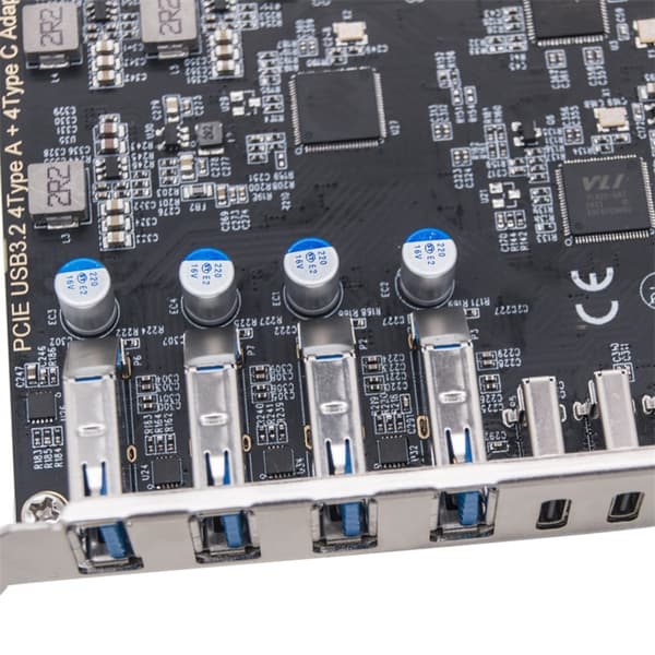 8-portars USB-hubbar PCIE USB3.2-kort 20 Gbps total bandbredd (4xUSB C+4xUSB )