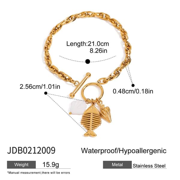 Snyggt marint tema justerbart berlockarmband i rostfritt stål present