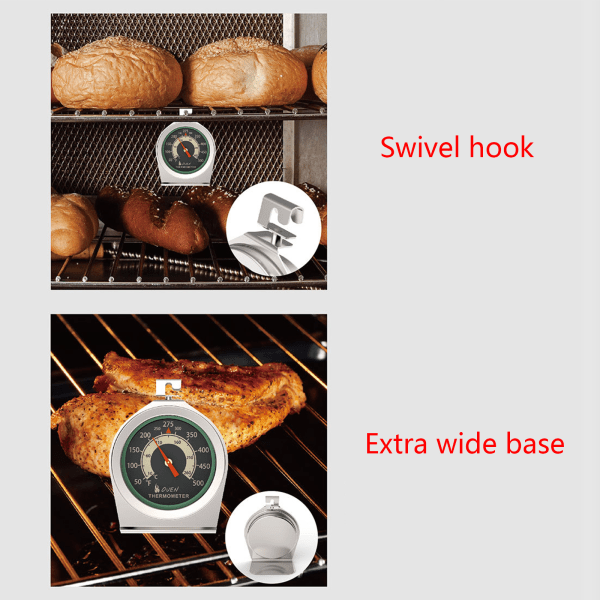 Ugnstermometer 10℃~260℃/150℉～600℉ Ugn Grill Stek Kock Röktermometer Omedelbar avläsning Termometer i rostfritt stål