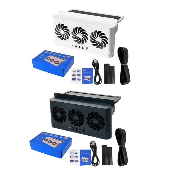 Automatisk ventilationsventilator solenergi luftcirkulation køling lugtfjernelsesventilator Black