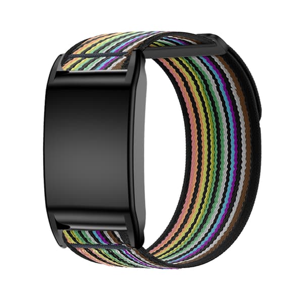 Justerbart Split Design Nylonbælte til 4.0 Unisex Armbånd Quick Release Black rainbow