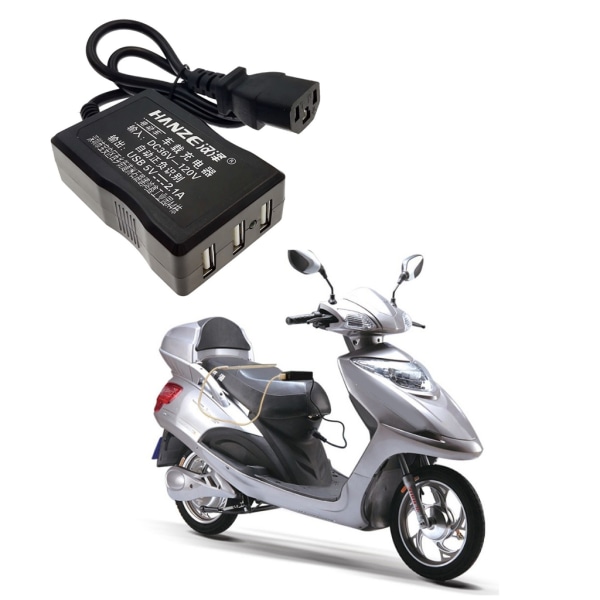 3-portars laddningsadapter E-cykel Elcykel DC-omvandlare DC36V 48V 72V 120V till 5V 2.1A USB -laddare för telefon Tablet GPS