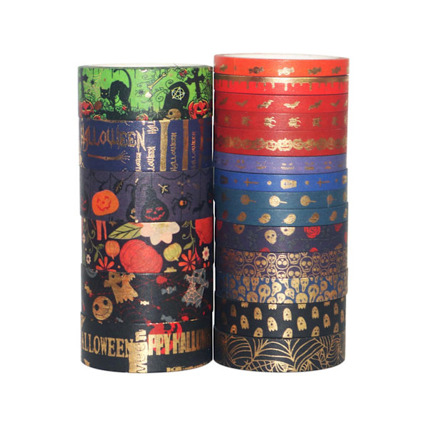 20 st/set Washi Tejp Smal Folie Maskeringstejper Svart Guldtryck Dekorativa Tejper Washi Tejp Set för Scrapbook Inslagning