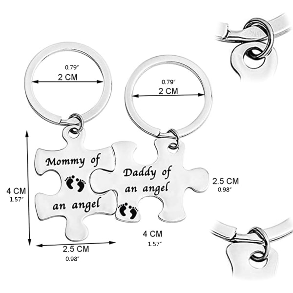 Missfall Minnesak för spädbarnsförlust Sympati Minne Nyckelring Mamma Pappa till en ängel Pussel set