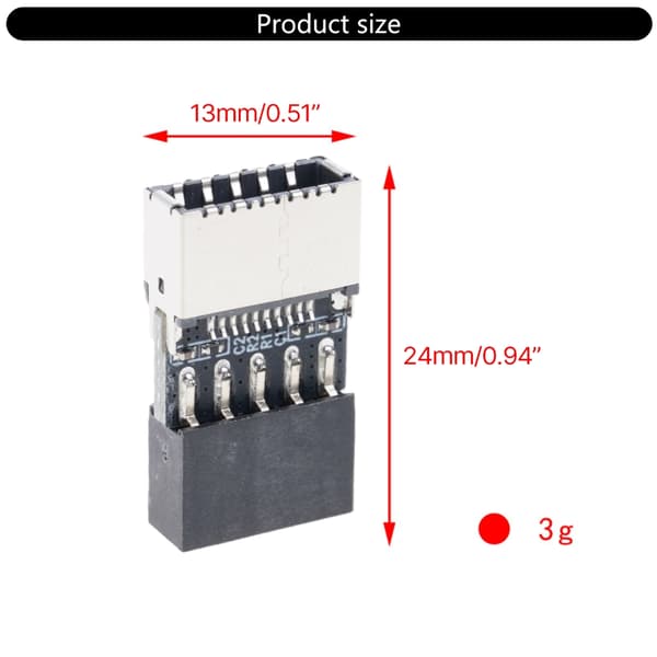 Effektiv USB2.0 9PIN til TypeE 20Pin hun-adapterkonverter kompakt