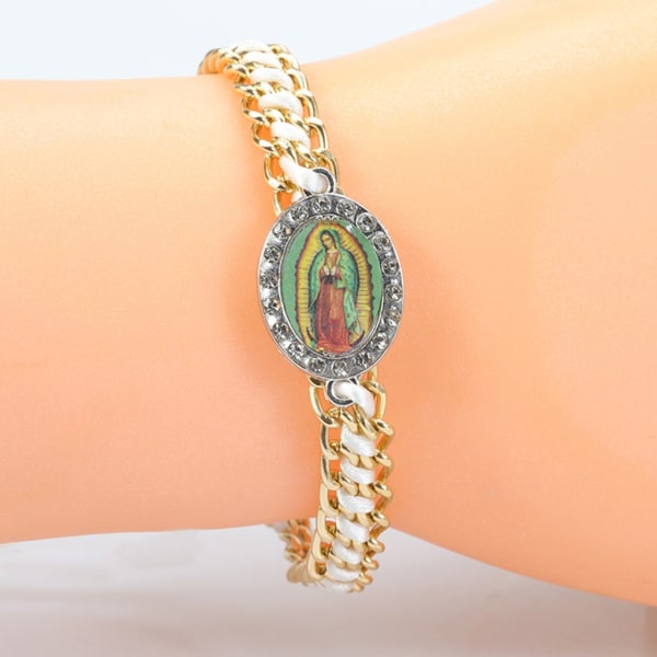 Virgin Maria Spot Drill Armband Handvävt armband kan bäras av män och kvinnor som gåvor eller bönearmband 4-färgad Multicoloured