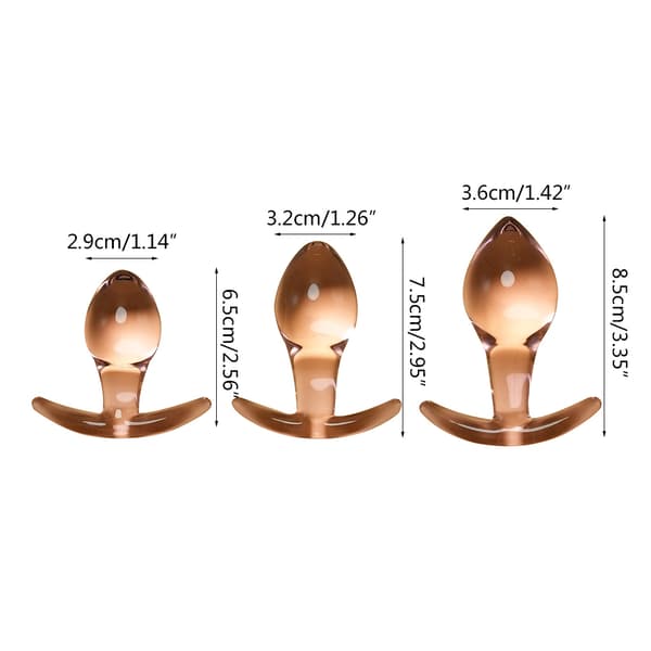 3st Rosa Kristall Anala Pluggar Glas Pärla Butt Plug Anus Dilator Glas Anala Bollar