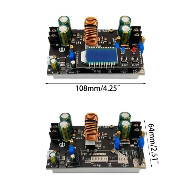 Solarladdning SJ20 300W Synchronous Rectification 20A Automatisk Step Up and Step-down power med display Without display