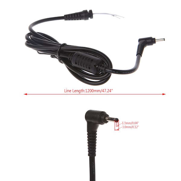 3,0x1,1 mm kontakt för DC-strömförsörjningsadapterkabel för Acer A100 POWER UX21K POWER strömkontakt för bärbar dator 1,2M/3,94ft