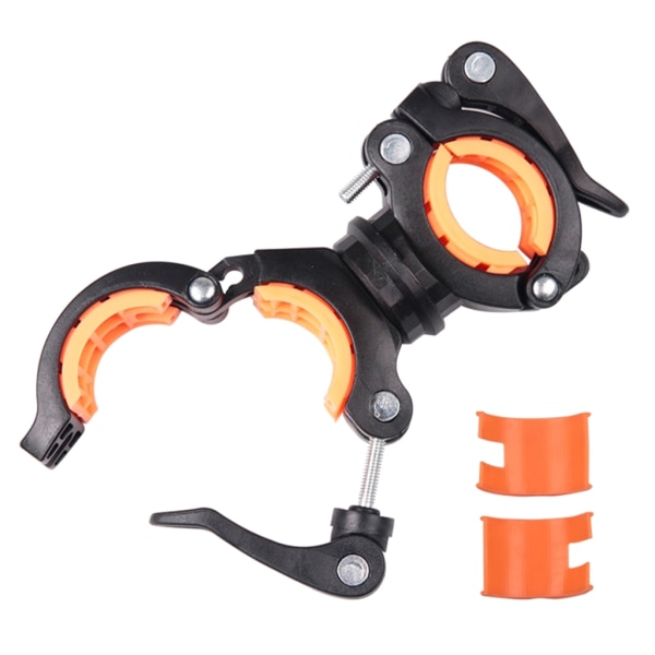 Ficklampshållare, Universal Cykel Led Light Monteringshållare 360°-rotation Clip-Clamp för ficklampa,Cykling Black and orange