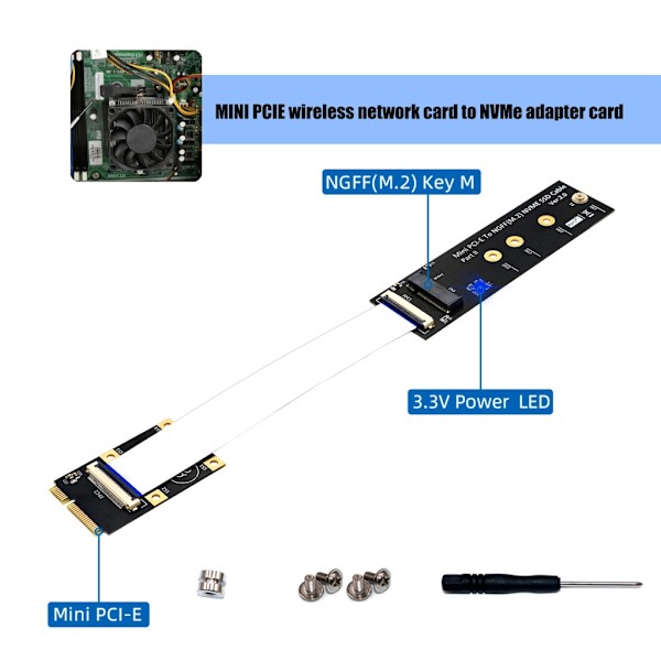 Mini PCIe Slot Expansionskort som Stöder M.2 NVME NVMe Solid Disk Installation