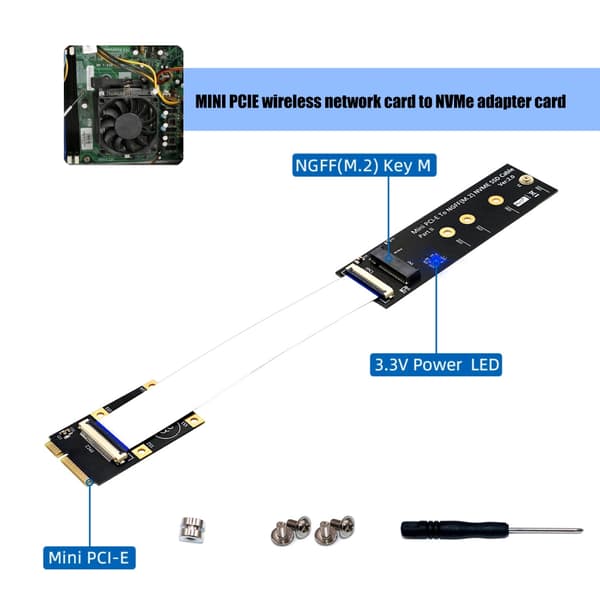 Mini PCIe Slot Udvidelseskort Understøtter M.2 NVME NVMe Solid Disk Installation