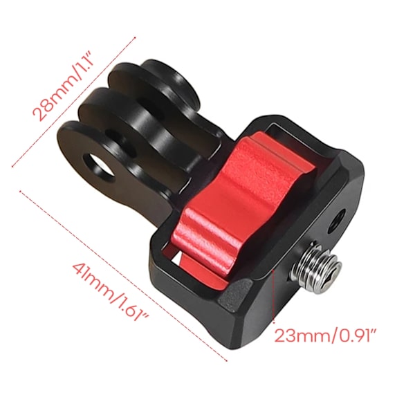Uppgraderad aluminiumlegering 1/4 tums skruv ministativadapterfäste för Hero9 8 7 Actionkamera Hållbar och mångsidig Black red Standard