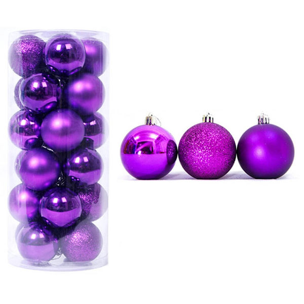 Julkulsprydnad 24 st/låda Grannlåt Julgranshängprydnader för semesterbröllop Heminredning Purple 4cm