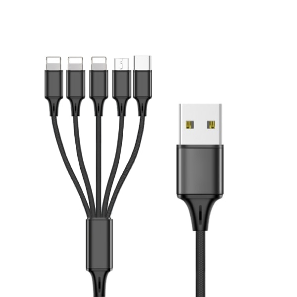 Multi laddningskabel USB splitterkabel 5 i 1 snabbladdningssladd med Type-C MicroUSB hanport för telefoner surfplattor 3ios1micro1typec 2m