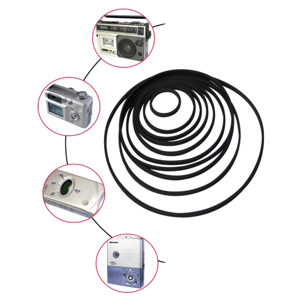 Byte av slitstark skivspelare i gummi Smidig Tyst drift Recorder Gummibälte för reparation Bältesdrivna skivspelare Fold in half 112mm