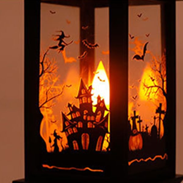 Halloween dekoration prydnader Skrämmande skelett Pumpa Häxmönster Lykta LED Elektronisk Ljus Ljus Bar Hängande rekvisita 2