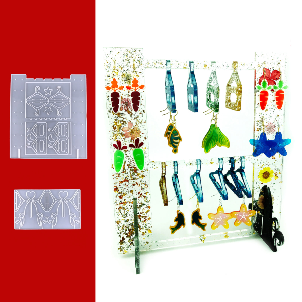 2st Örhängeförvaring Drop Lim Molds Gör-det-själv örhängen Display Rack Smycken Förvaringsställ Smyckeshängare Form