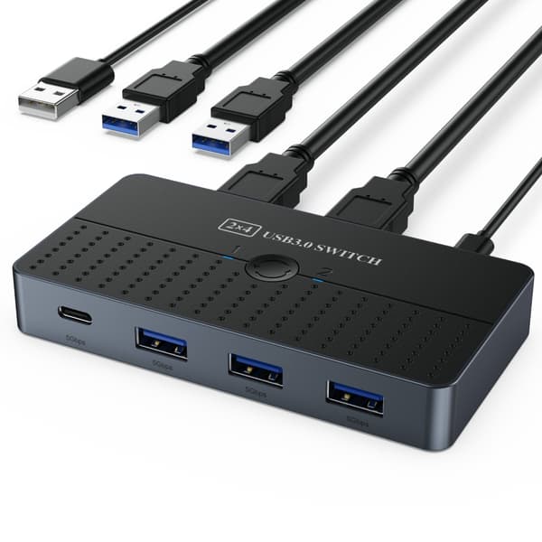 USB 3.0 Delingsbryter 2 Inn 4 Ut Enhetskontroller for Flere Datamaskiner