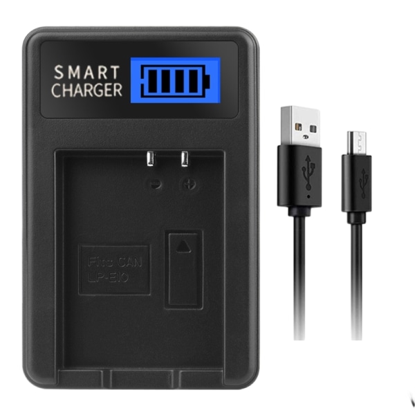 LCD USB LP-E10 Batterioplader Erstatning til Canon EOS 1100D, 1200D, EOS Rebel T3, EOS Rebel T5 Kamerabatteri