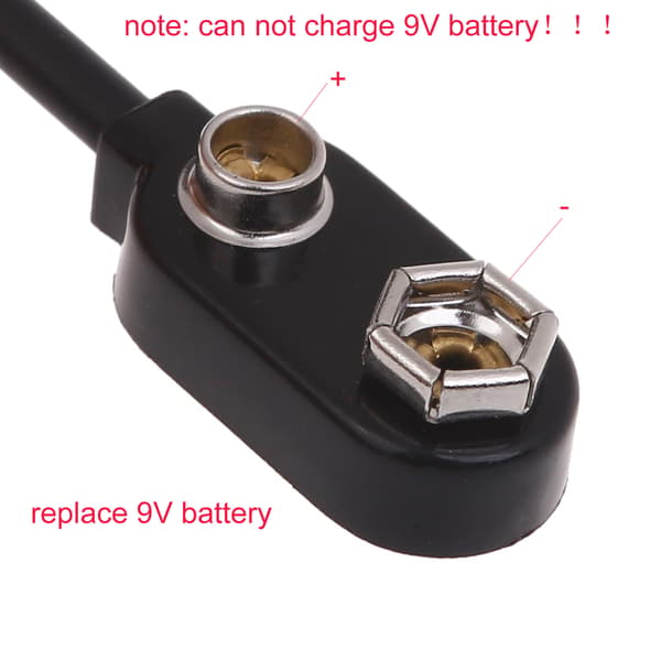 9V batterieliminator strømforsyningsadapter USB-kabel erstatter 6F22-batteri