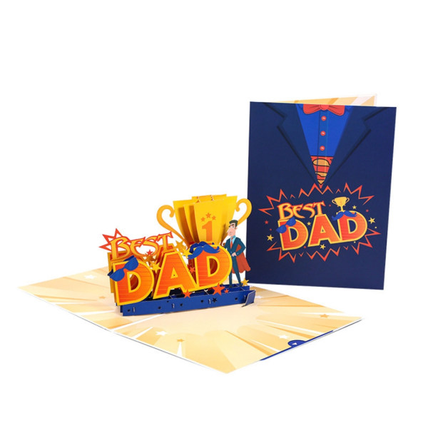 3D fars dag bästa pappa gratulationskort Handstilskort tillbehör för bröllopsfödelsedagsfest inbjudningskort