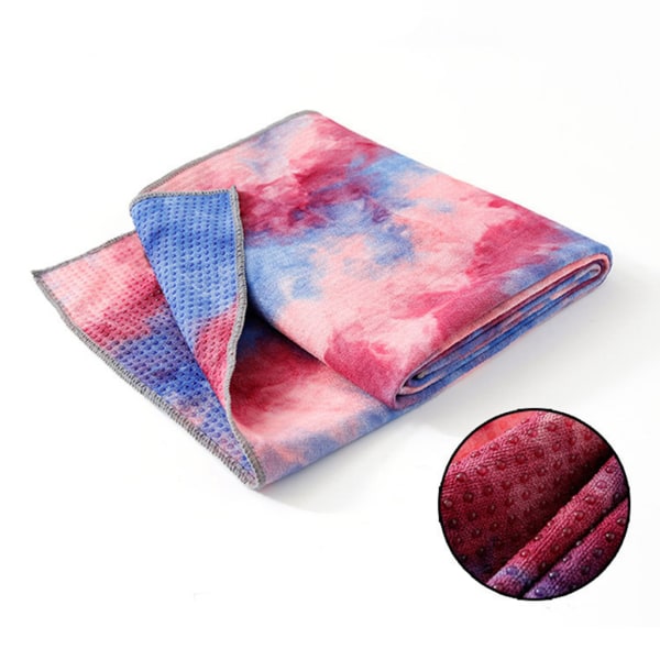 Tie-Dye yogahandduk svettabsorberande halkfri fitness filt med bärväska Black