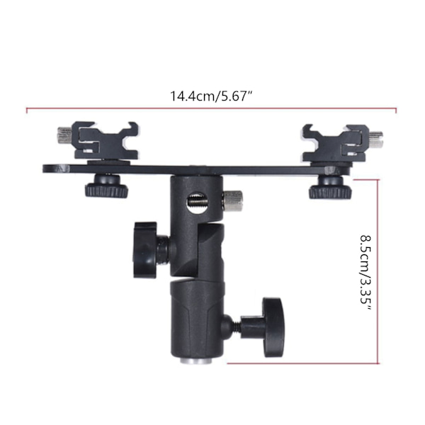 DSLR Dual Flash Bracket 2-Hot Shoe Mount Speedlight Stand Paraply Flash Holdare