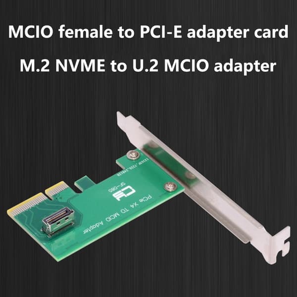 PCIE-kort 5.0 4X til MCIO Hunn Host Adapter for PCIe SSD-er Adapterkort