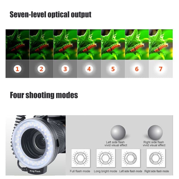 Fotograferingsringe Flashlys 4 Farvefiltre 8 Adaptere Justerbart To Flash System