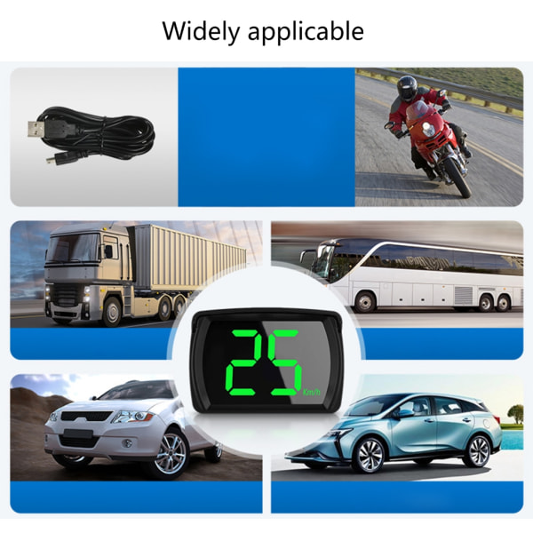 Bil HUD Headup Display MPH/KM Digital hastighetsmätare med 2,8 tums LED-skärm för billastbil SUV (USB -driven)