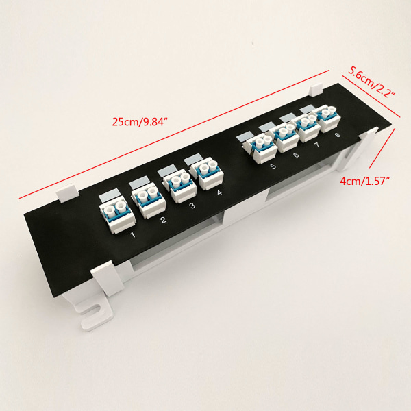 8-portars LC Optisk Fiber Patch Panel RJ45 Nätverkskabel Adapter Jack Ethernet Distributionsram Nätverkshylla