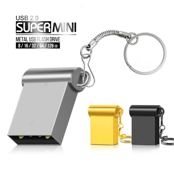 Super Mini U Disk Usb2.0 Flash Drive 18MB/s Pen Drive 1GB 2GB 4GB 8GB 16GB 32GB 64G 128G Thumb Memory Data Stick Metal Golden 64GB