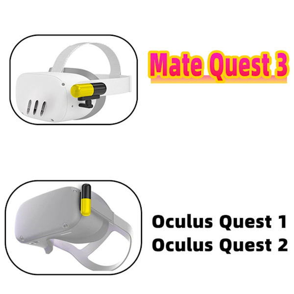 3300mAh batteripaket för Meta Quest 3 VR Head Strap, lätt bärbar VR Power Charger Batteriförlängare