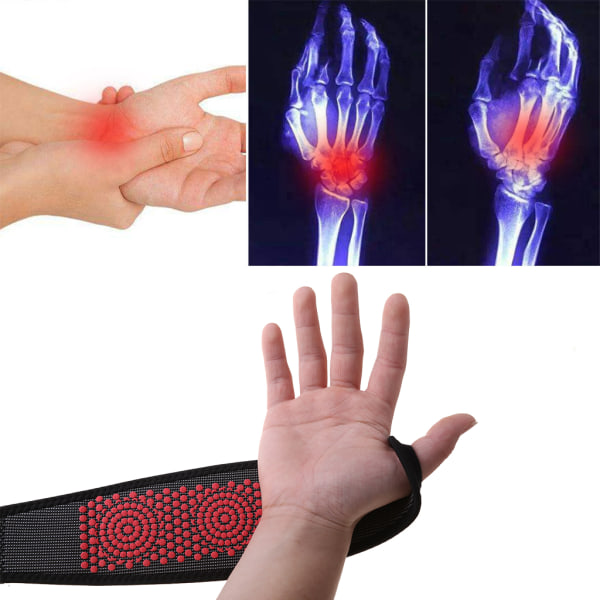 Magnetisk terapi Självuppvärmande handledsstöd Bälte Wrap Uppvärmd handvärmare Kompression Smärtlindring Armbandsbälte