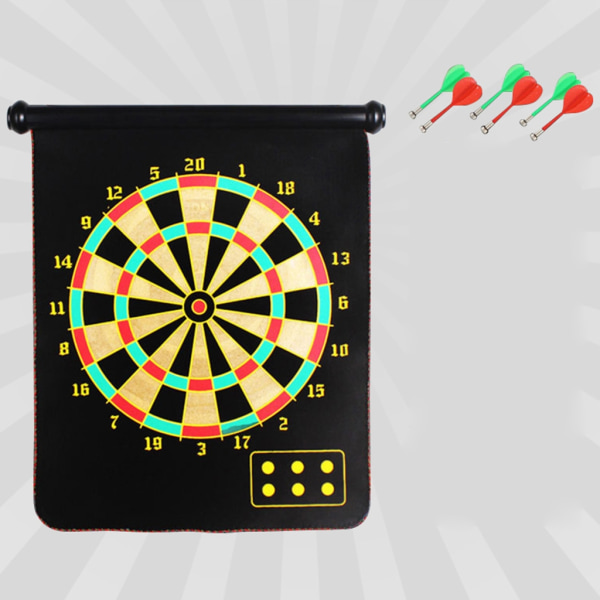 Magnetisk darttavla för barn, dartbrädespel med magnetisk dart, dubbelsidigt säkert dartspel roll-up darttavla set 17 plate 6 darts