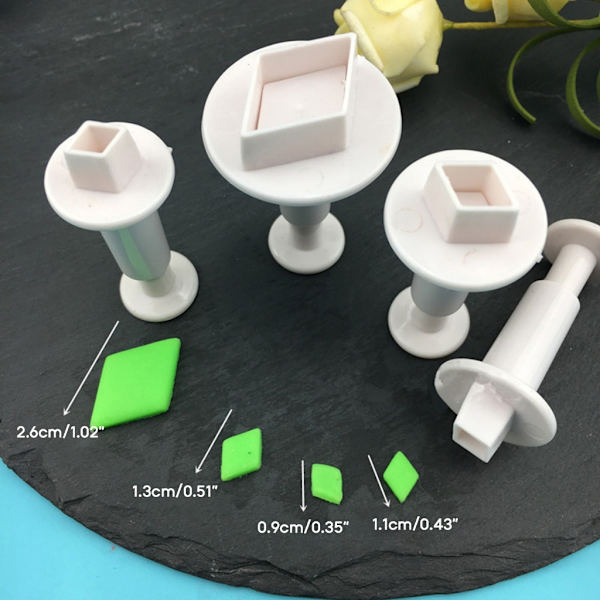 3-delade fondantkutter Flerformade molds Baktillbehör Plastmaterial Perfekt bakpresent till bakningsälskaren Diamond