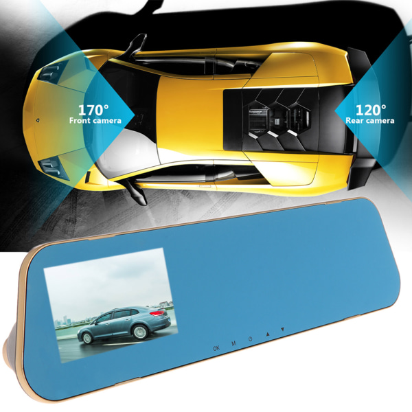 V40 Fordonsinspelare Tvålins backspegelkamera Video Dashcamera Full för